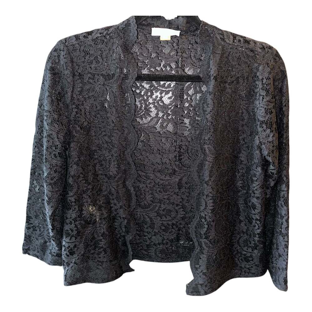 Calvin Klein Black Lace Open Front Cardigan Size S